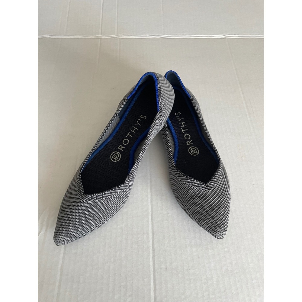 Rothy's The Point Grey Heather Knit Sustainable Pointed Toe Flat Shoes - Size 7